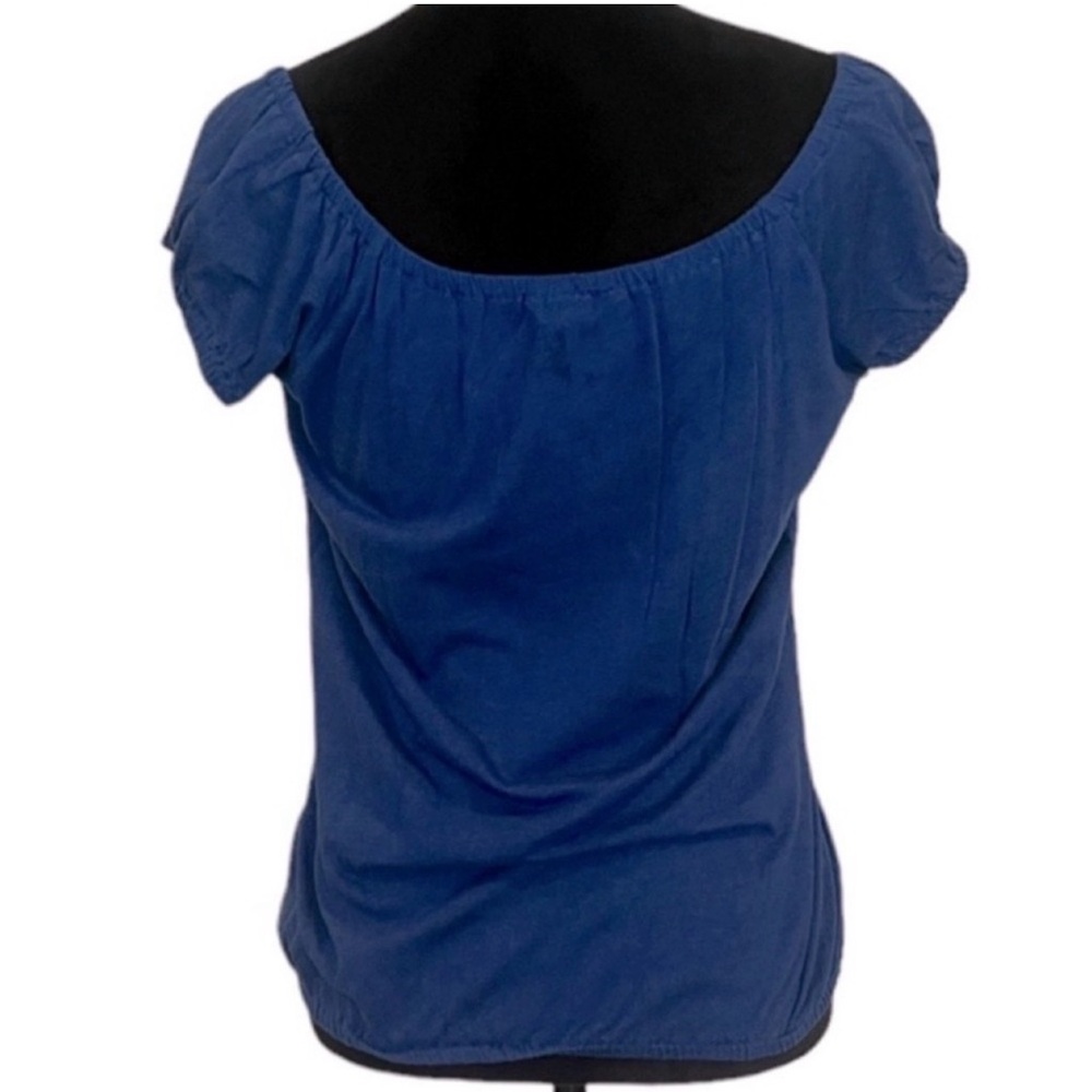Y2K American Eagle Blue Henley Top Embroidered Eagle Button Front M - Picture 3 of 7